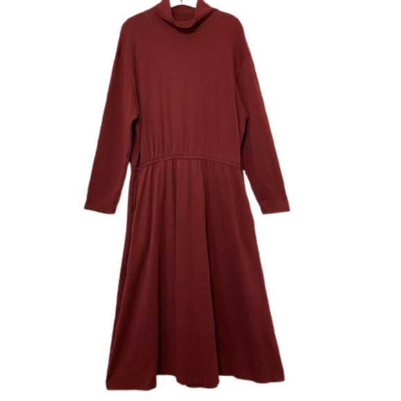 Rust/Burnt Orange Casual Long Sleeved Mock Neck Dress size TALL- XL/18-20 - Picture 1 of 13